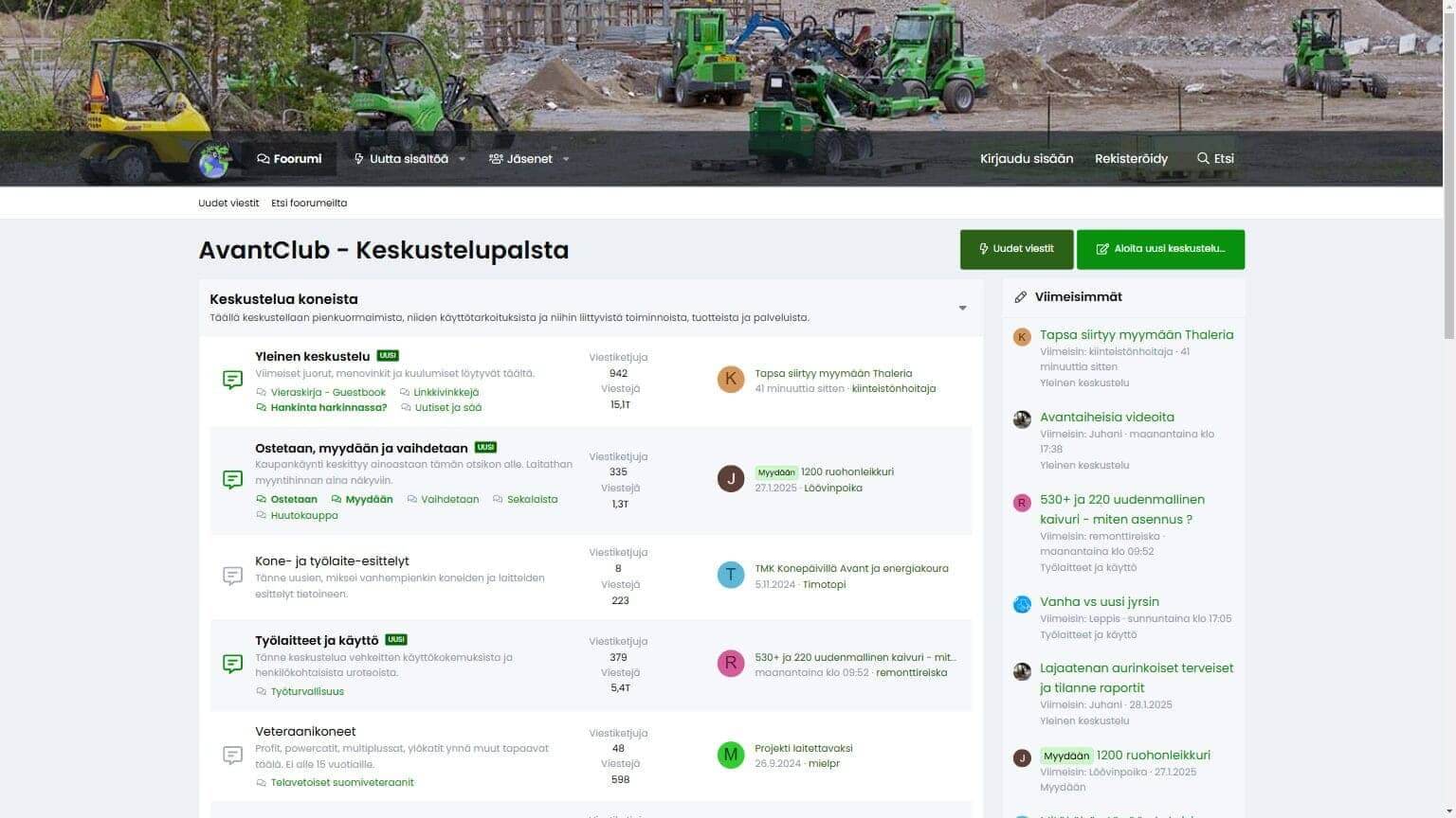 AvantClub verkkosivu